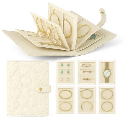 Heart Quilted Travel jewellery Organizer(Elegant Grey)