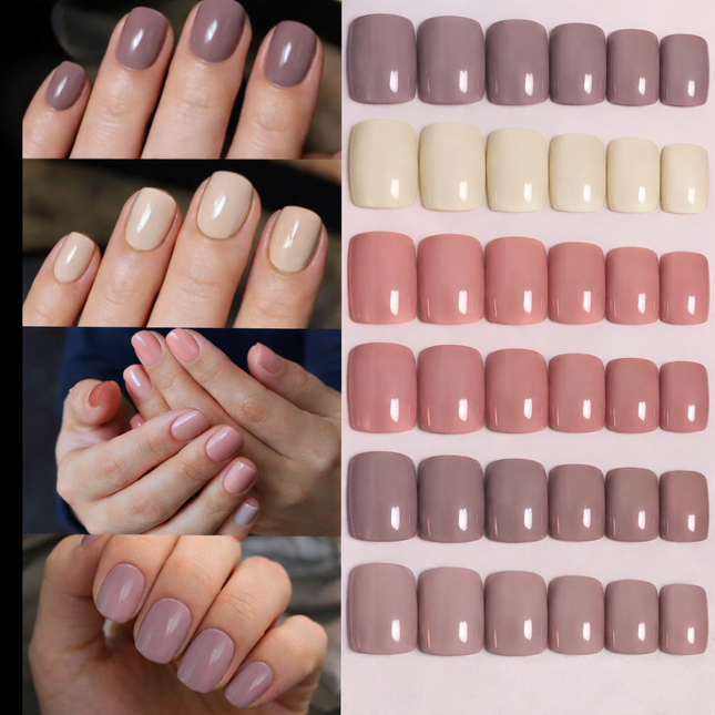 Pack of 96 Press On Nails (earthy nudes and nude-pinks-01)