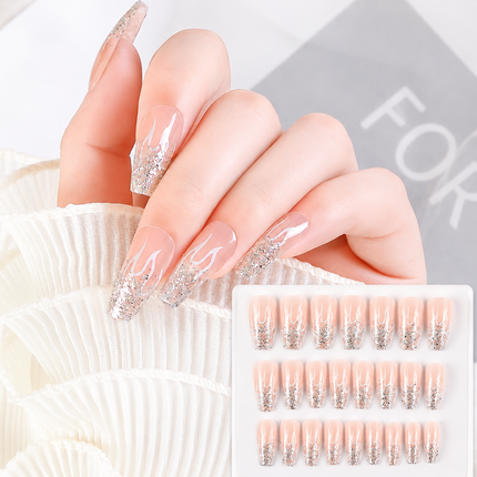 Ready to use Acrylic gel nails Glitter French (779-04)