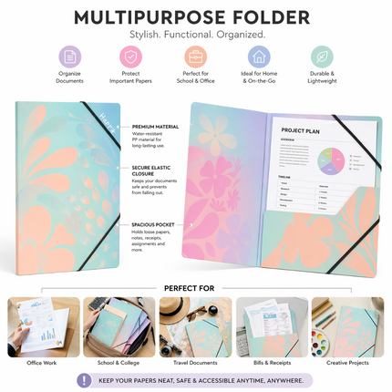 Premium A4 Paper File Folder Organizer Pack of 3