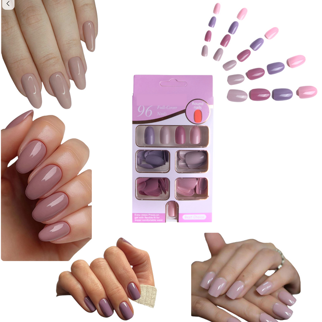 Coslifestore- Pack of 96 Press On Nails, Reusable Nail Extensions, Artificial Fake Nails Set For wom