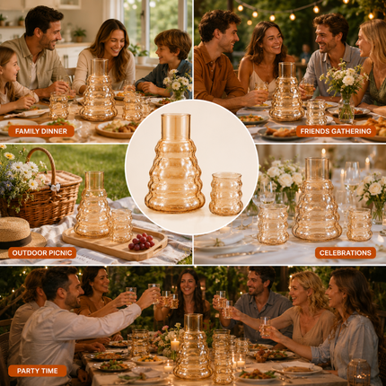 Premium Amber Glass Jug & Tumbler Set