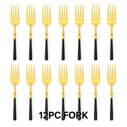 Eco-Friendly Biodegradable Acrylic Gold Cutlery (Golden-Black-Fork)