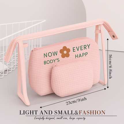 3-in-1 Makeup Bag Set (Baby pink)