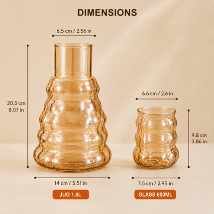 Premium Amber Glass Jug & Tumbler Set