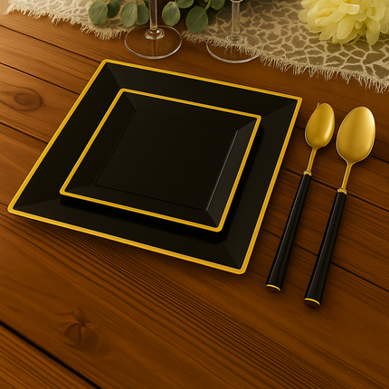 Eco-Friendly Biodegradable Acrylic Gold Cutlery(Golden-Black-Spoon)