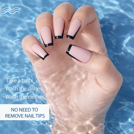 Ready to use Acrylic gel nails-Nude Pink black French(783-02)