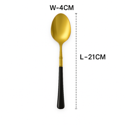 Eco-Friendly Biodegradable Acrylic Gold Cutlery(Golden-Black-Spoon)