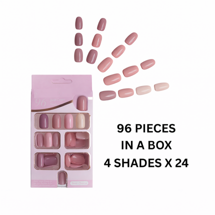 Pack of 96 Press On Nails (earthy nudes and nude-pinks-01)