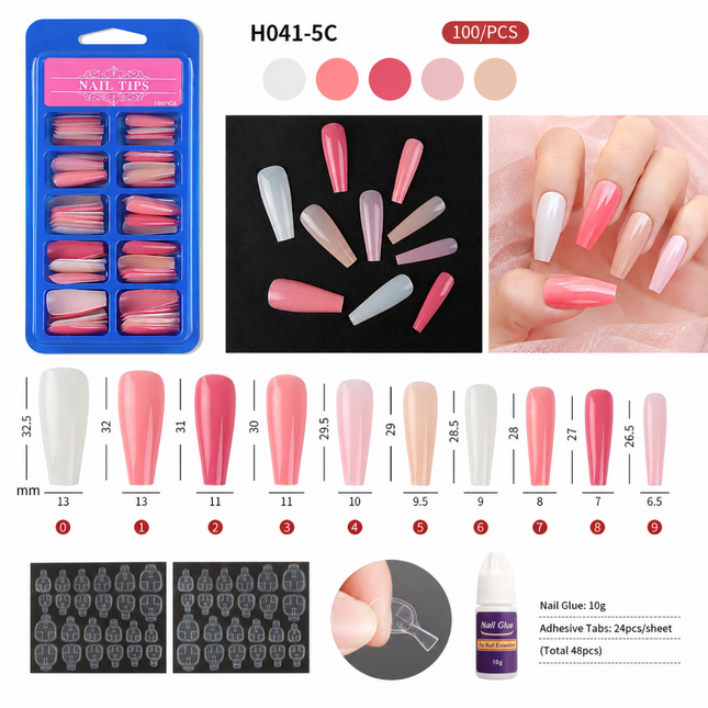 Pack of 100 ready to use coffin nails(Peach)