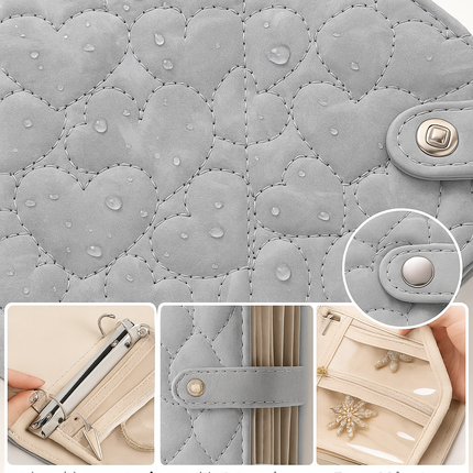 Heart Quilted Travel jewellery Organizer(Elegant Grey)