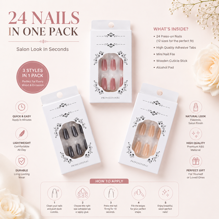 72-Pcs Glossy Cat Eye Nails(CH-02)