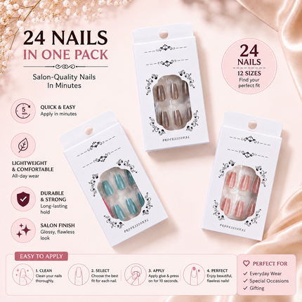 72-Pcs Glossy Cat Eye Nails(CH-03)