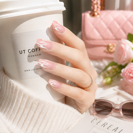 Ready to use Acrylic gel nails-Pink designer French(P003-01)