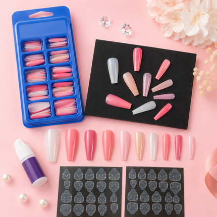 Pack of 100 ready to use coffin nails(Peach)
