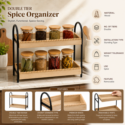 Coslifestore Luxury Wooden 2-Tier Multipurpose Organizer Tray