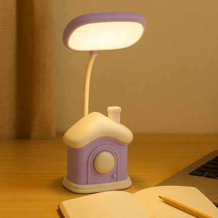 Coslifestore LED Desk Lamp â Eye Protection Study Light with Flexible Gooseneck | Cute House-Shape