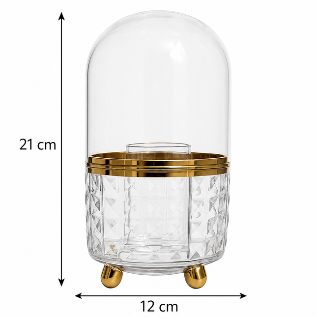 360° Rotating Makeup Organizer with Golden Base