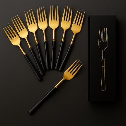Eco-Friendly Biodegradable Acrylic Gold Cutlery (Golden-Black-Fork)