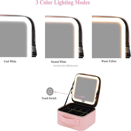 Vanity with Led mirror lighting(Pink)