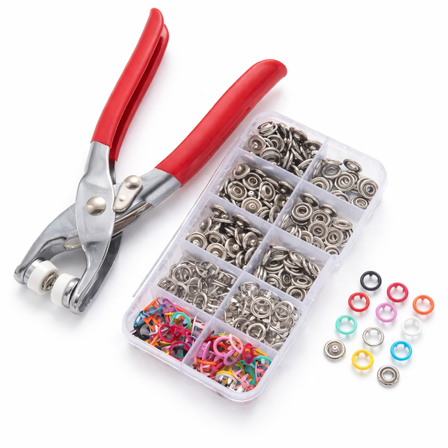 Snap Button Pliers Tool Kit with Metal Press Studs | Heavy Duty Hand Press for Installing Snaps on C