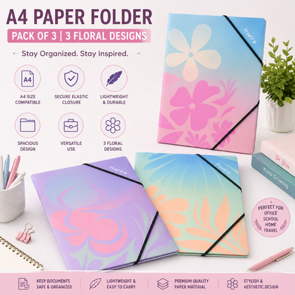 Premium A4 Paper File Folder Organizer Pack of 3