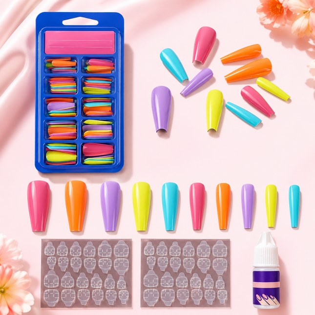 Pack of 100 ready to use coffin nails(Peach)