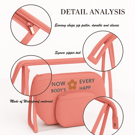 3-in-1 Makeup Bag Set (Pink)