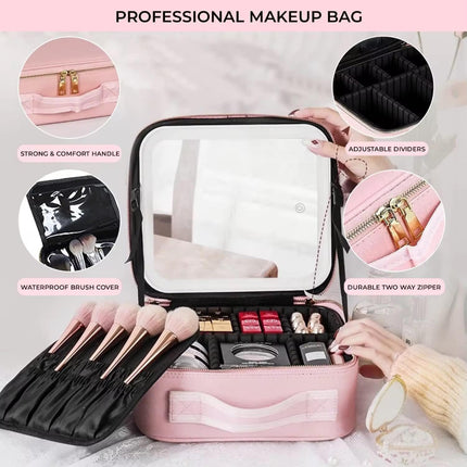 Vanity with Led mirror lighting(Pink)
