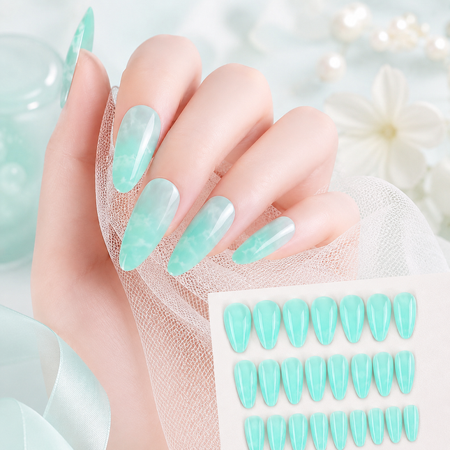 Ready to use Acrylic gel nails -Marble Green-(779-03)