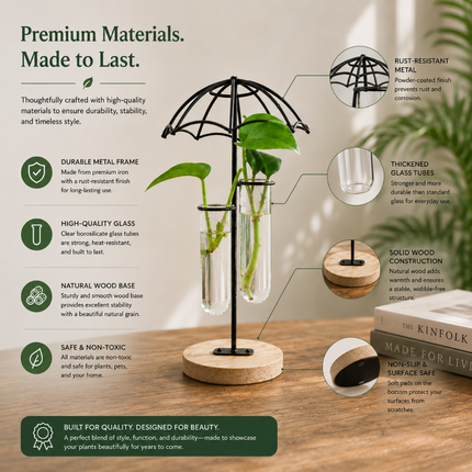 Coslifestore Glass Plant Holder with Wooden Stand(Model B)