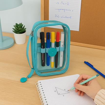 Transparent Multipurpose Pouch with Handle(Sea Green)