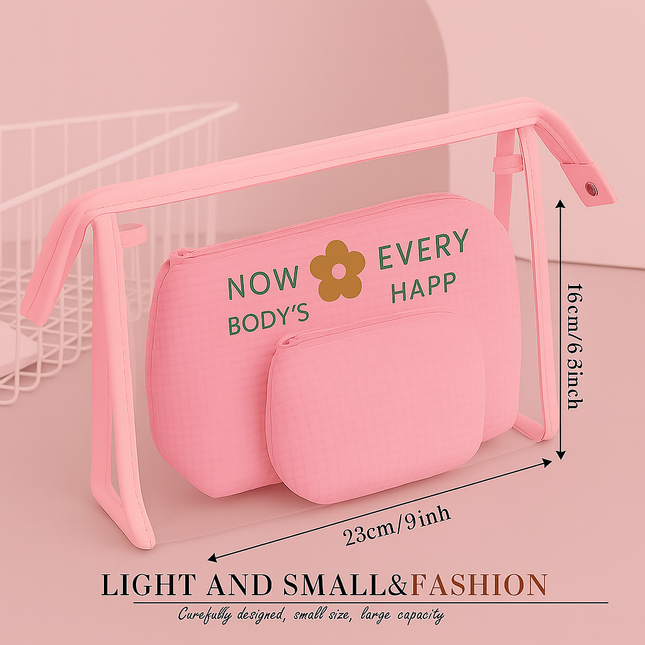 3-in-1 Makeup Bag Set (Pink)