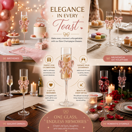 Coslifestore Premium Bow Champagne Glass Set of 6