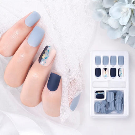 Ready to use Acrylic gel nails-Blue & Marble(635-05)