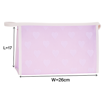 Mesh Cosmetic Pouch with Heart Design(Purple)