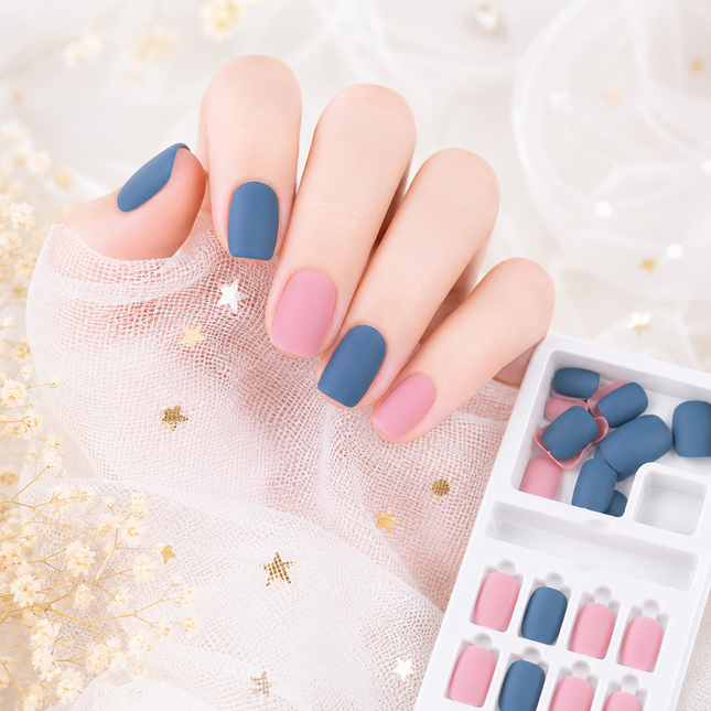 Ready to use Acrylic gel nails Blue & Pink (679-07)