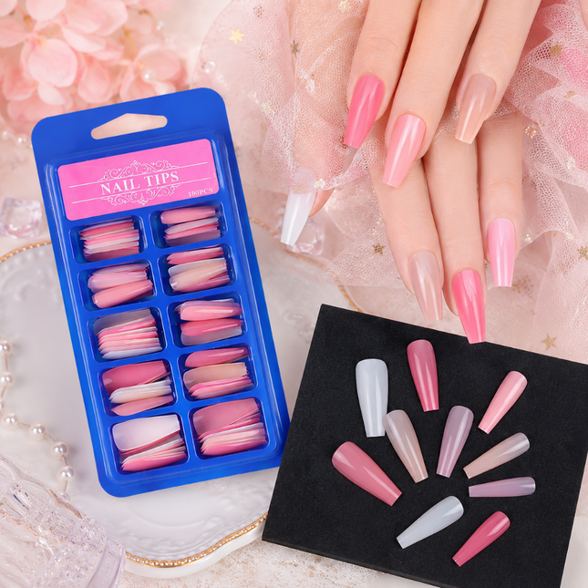 Pack of 100 ready to use coffin nails(Neon)