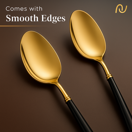 Eco-Friendly Biodegradable Acrylic Gold Cutlery(Golden-Black-Spoon)