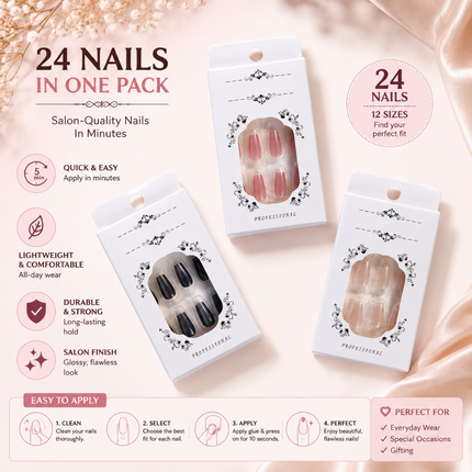 72-Pcs Glossy Cat Eye Nails(CH-01)