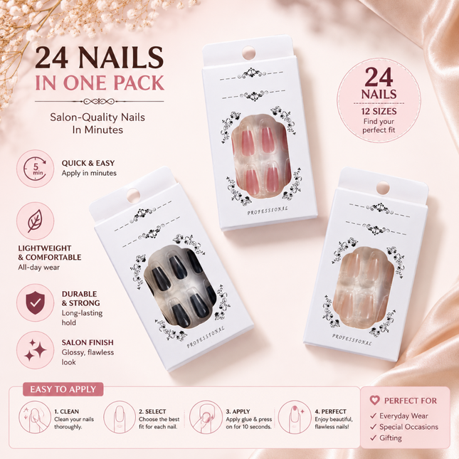 72-Pcs Glossy Cat Eye Nails(CH-01)