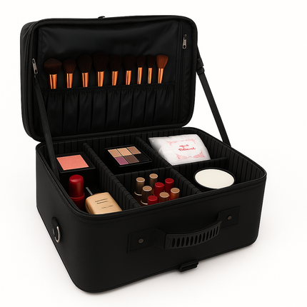 Professional Makeup Trolley Bag with 5 Trays Free Lip Tray