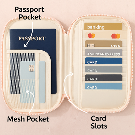 Quilted Travel Wallet Organizer (Peach)