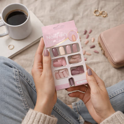 Pack of 96 Press On Nails (earthy nudes and nude-pinks-01)