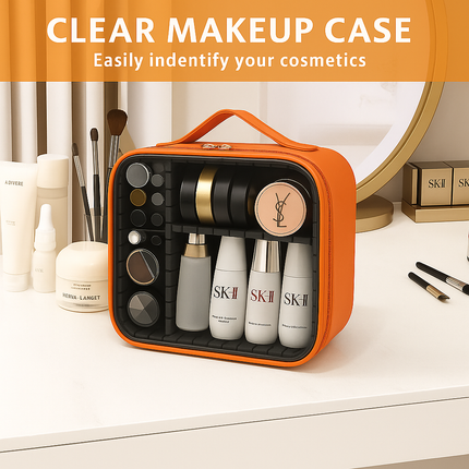 Transparent Makeup Travel Case (Orange)