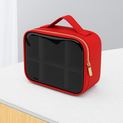 Transparent Makeup Travel Case (Red)