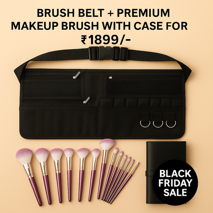 Combo of 14 Makeup Brushes and Makeup Artist Touch up belt