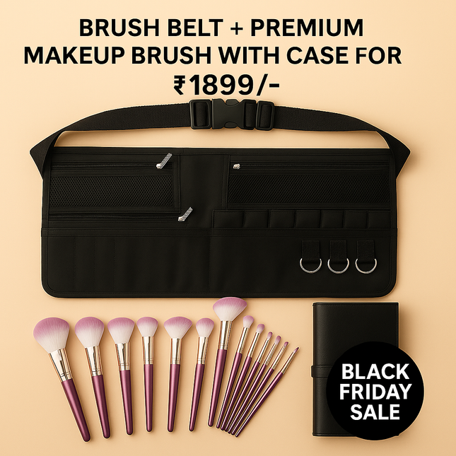 Combo of 14 Makeup Brushes and Makeup Artist Touch up belt