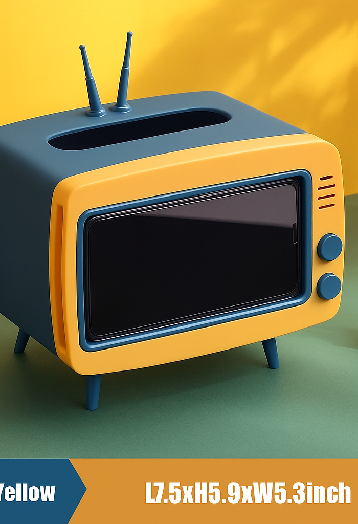 Coslifestore-Retro TV Style Tissue Box Holder with Mobile Stand for Home, Office, Study Table â Cu