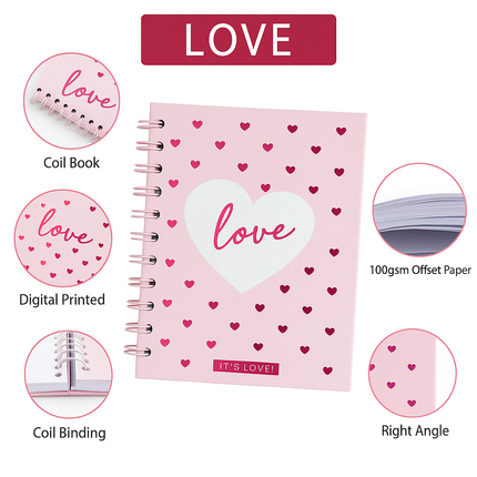 A5 Spiral Notebook - Pink Love